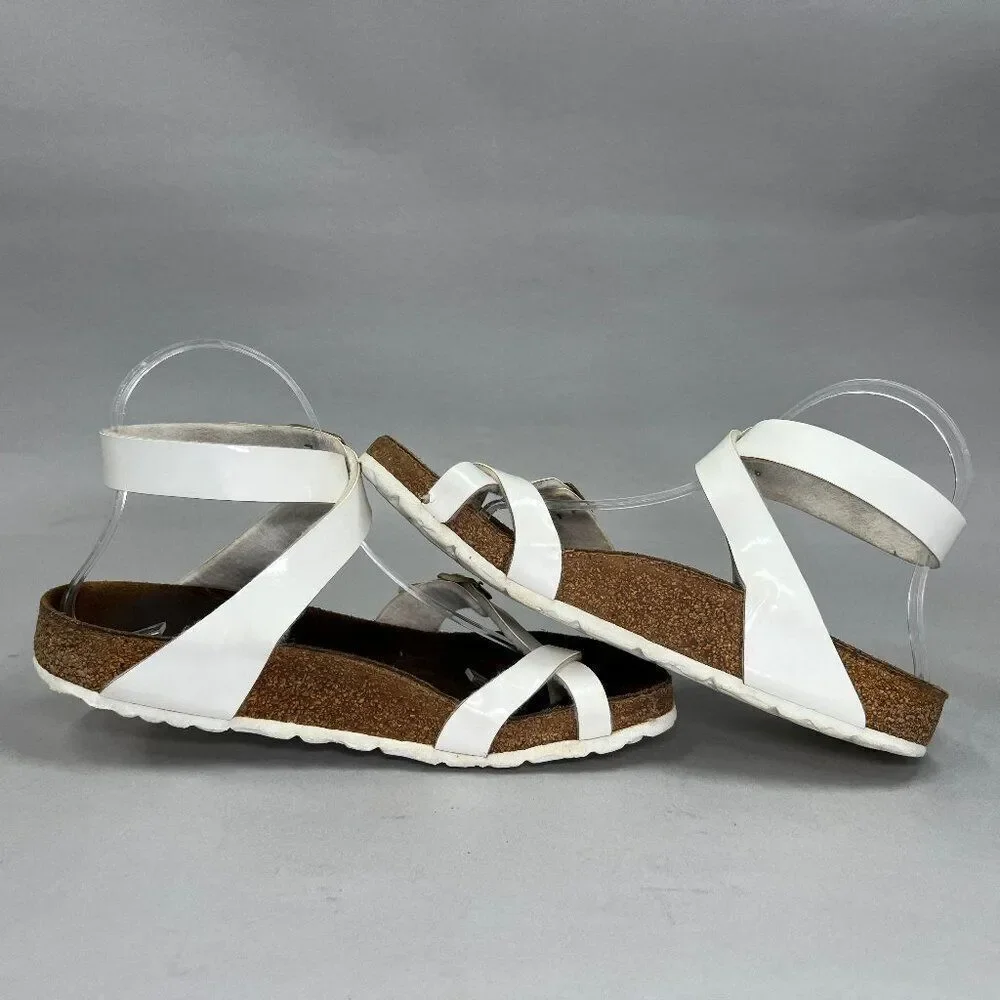 Birkenstock‎ Women's Size 7 Mayari White Patent Leahter Birko-Flor Sandals